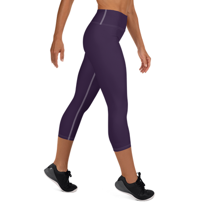 Michigan Upper Peninsula Yoga Capri Leggings (w/ UP Outline) | Blackcurrant