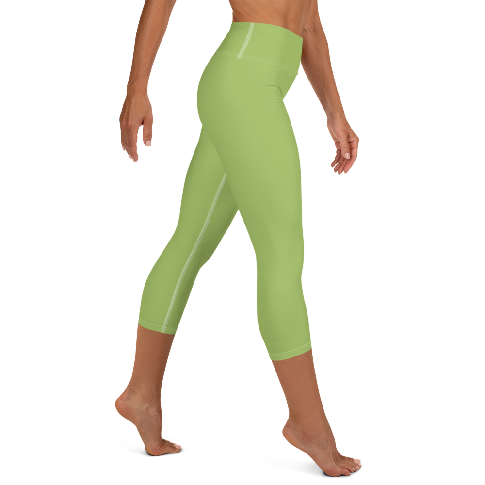 Michigan Upper Peninsula Yoga Capri Leggings (w/ UP Outline) | Gooseberry Green