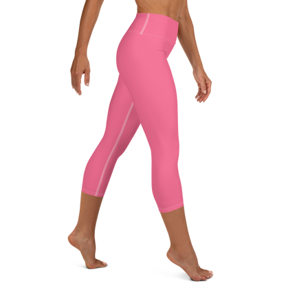 Michigan Upper Peninsula Yoga Capri Leggings (w/ UP Outline) | Rhodochrosite Pink