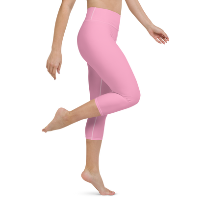 Michigan Upper Peninsula Yoga Capri Leggings (w/ UP Outline) | '67 Caddie Pink