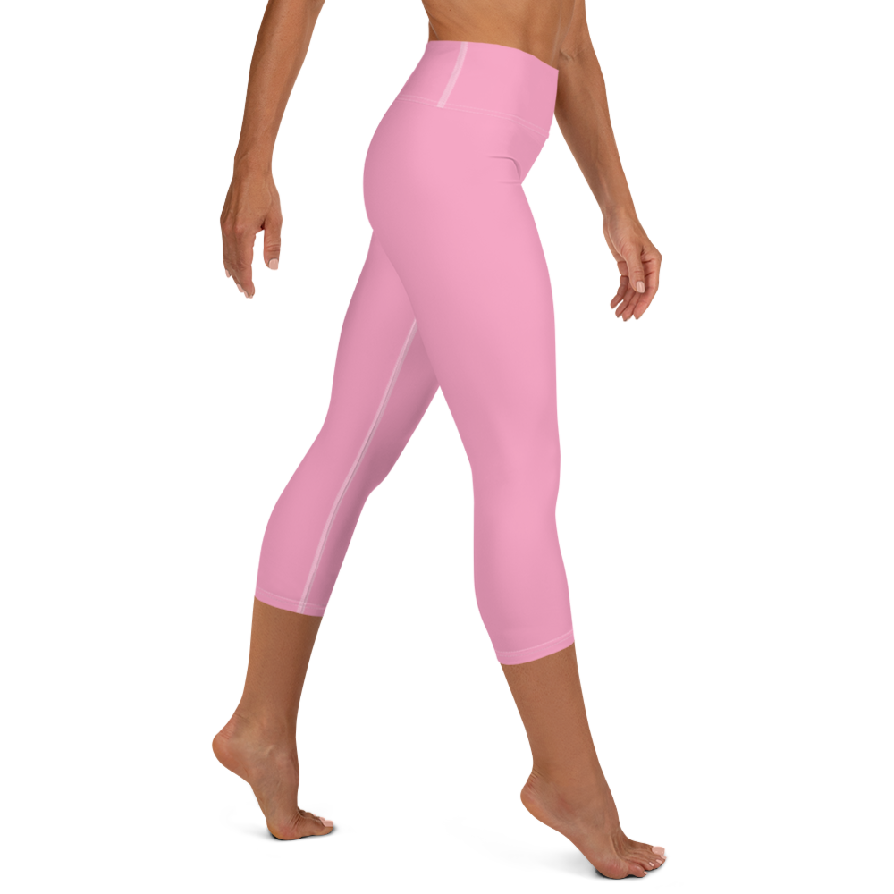 Michigan Upper Peninsula Yoga Capri Leggings (w/ UP Outline) | '67 Caddie Pink