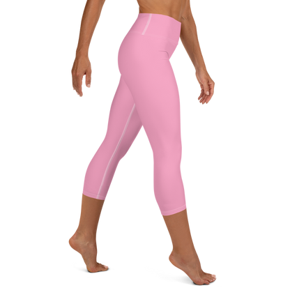 Michigan Upper Peninsula Yoga Capri Leggings (w/ UP Outline) | '67 Caddie Pink