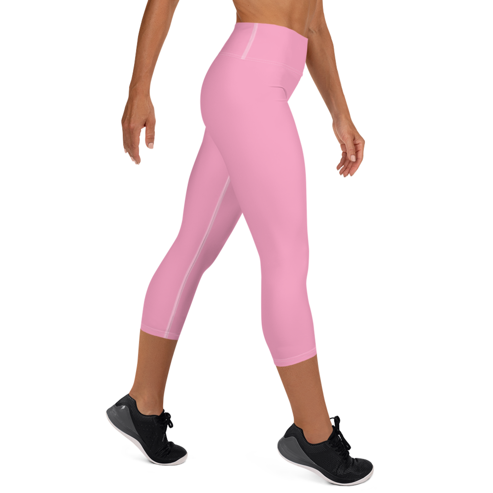 Michigan Upper Peninsula Yoga Capri Leggings (w/ UP Outline) | '67 Caddie Pink