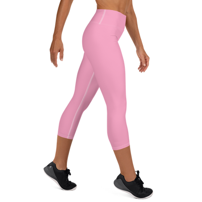 Michigan Upper Peninsula Yoga Capri Leggings (w/ UP Outline) | '67 Caddie Pink