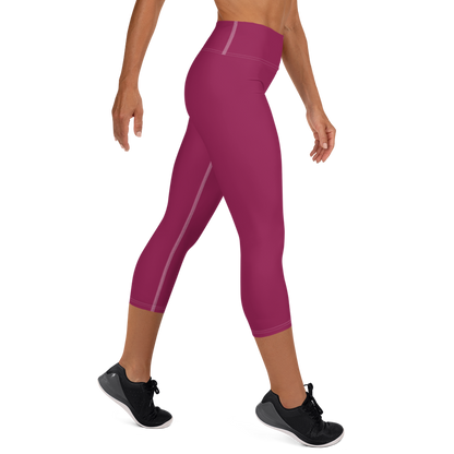 Michigan Upper Peninsula Yoga Capri Leggings (w/ UP Outline) | Ruby Red