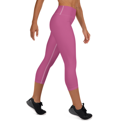 Michigan Upper Peninsula Yoga Capri Leggings (w/ UP Outline) | Apple Blossom Pink