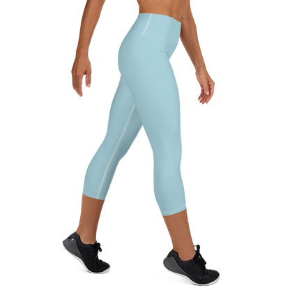 Michigan Upper Peninsula Yoga Capri Leggings (w/ UP Outline) | '58 Caddie Blue