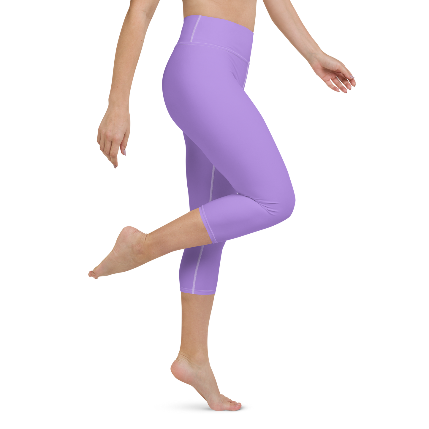 Michigan Upper Peninsula Yoga Capri Leggings (w/ UP Outline) | Lavender