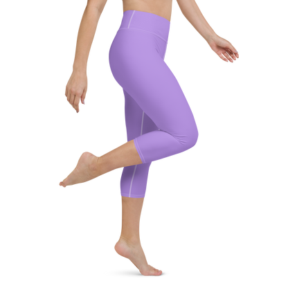 Michigan Upper Peninsula Yoga Capri Leggings (w/ UP Outline) | Lavender