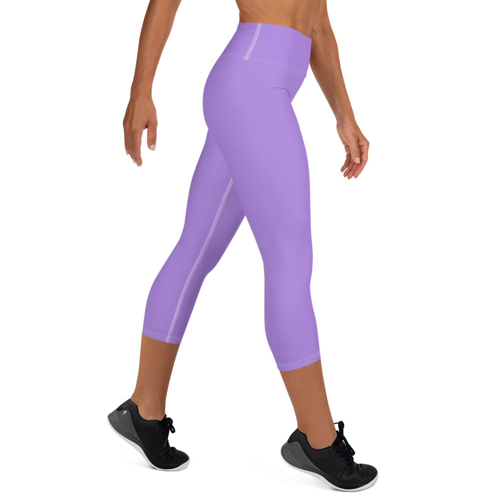 Michigan Upper Peninsula Yoga Capri Leggings (w/ UP Outline) | Lavender