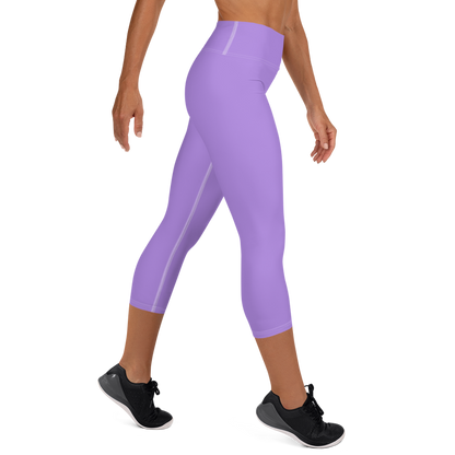 Michigan Upper Peninsula Yoga Capri Leggings (w/ UP Outline) | Lavender