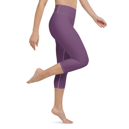 Michigan Upper Peninsula Yoga Capri Leggings (w/ UP Outline) | Plum