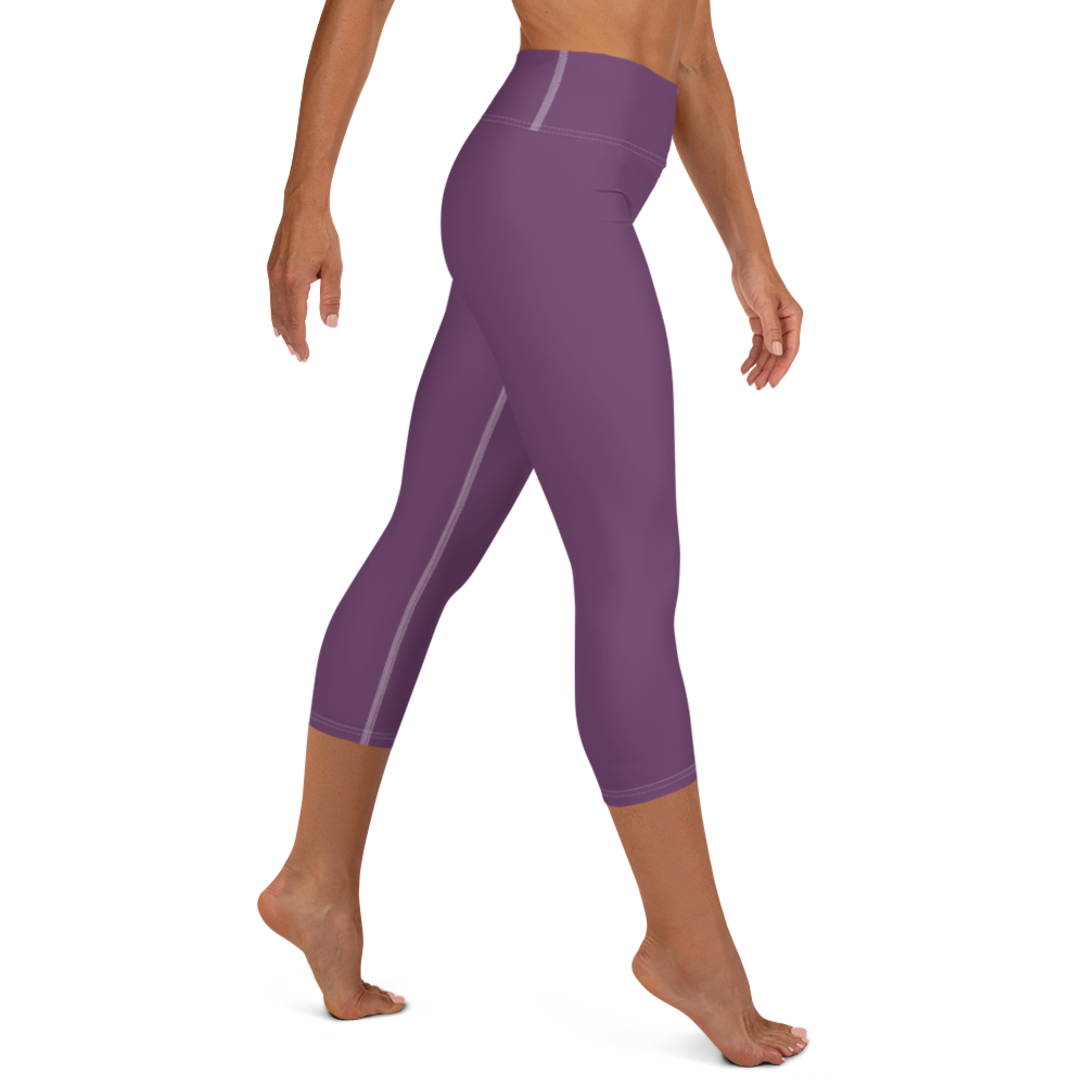 Michigan Upper Peninsula Yoga Capri Leggings (w/ UP Outline) | Plum