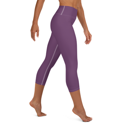 Michigan Upper Peninsula Yoga Capri Leggings (w/ UP Outline) | Plum