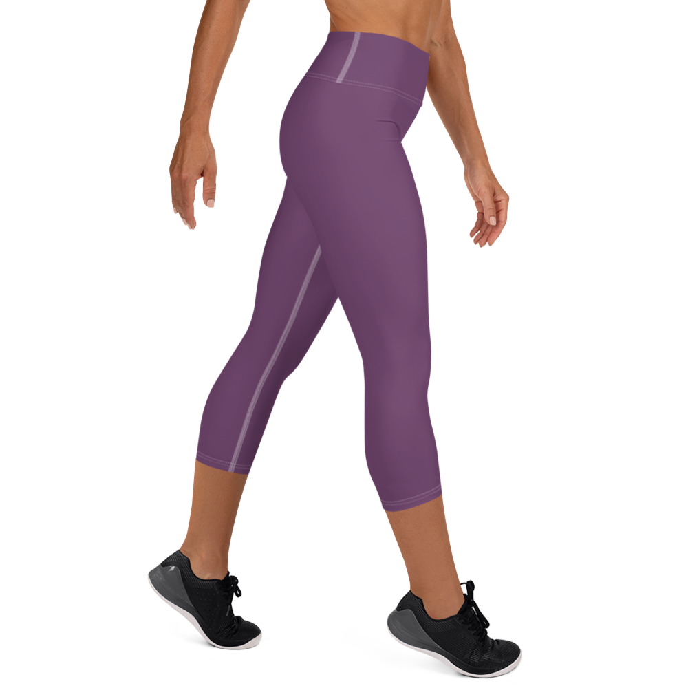 Michigan Upper Peninsula Yoga Capri Leggings (w/ UP Outline) | Plum