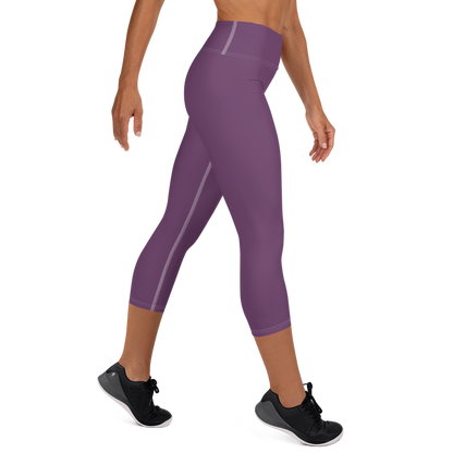 Michigan Upper Peninsula Yoga Capri Leggings (w/ UP Outline) | Plum