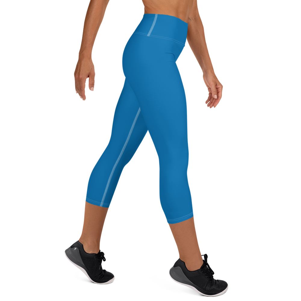 Michigan Upper Peninsula Yoga Capri Leggings (w/ UP Outline) | Azure