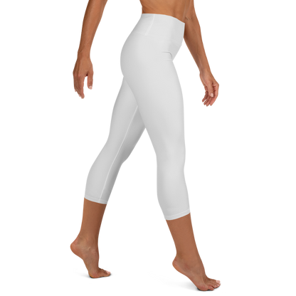 Michigan Upper Peninsula Yoga Capri Leggings (w/ UP Outline) | Birch Bark White