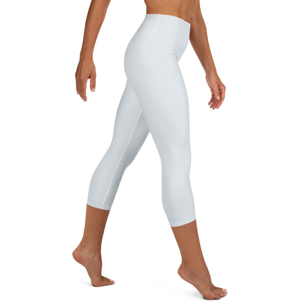 Michigan Upper Peninsula Yoga Capri Leggings (w/ UP Outline) | Gossy White