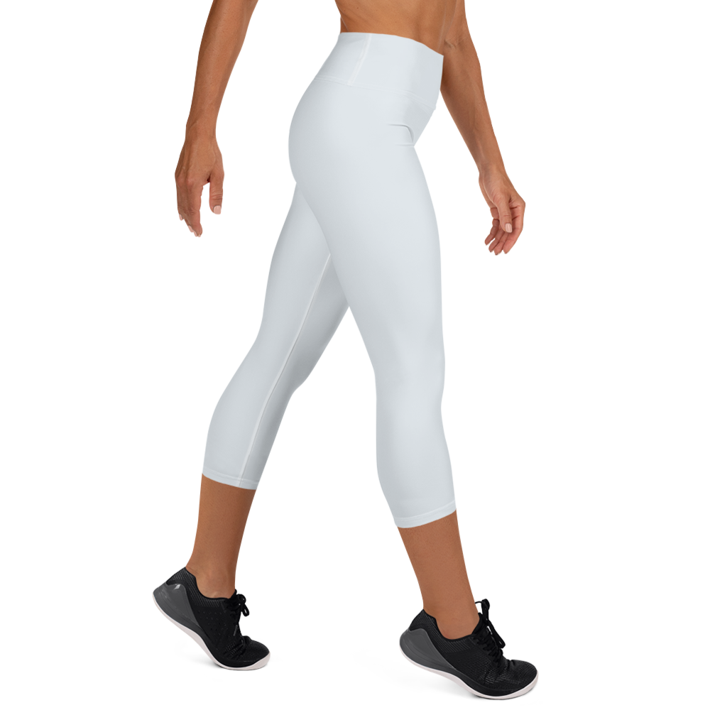 Michigan Upper Peninsula Yoga Capri Leggings (w/ UP Outline) | Gossy White