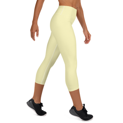 Michigan Upper Peninsula Yoga Capri Leggings (w/ UP Outline) | Canary Yellow