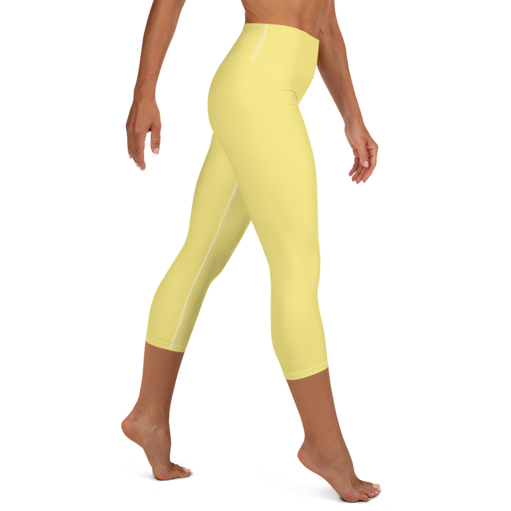 Michigan Upper Peninsula Yoga Capri Leggings (w/ UP Outline) | Cherry Yellow