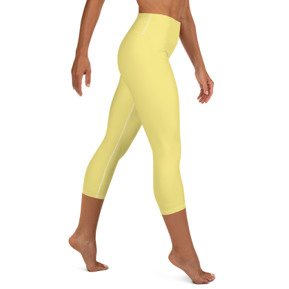 Michigan Upper Peninsula Yoga Capri Leggings (w/ UP Outline) | Cherry Yellow