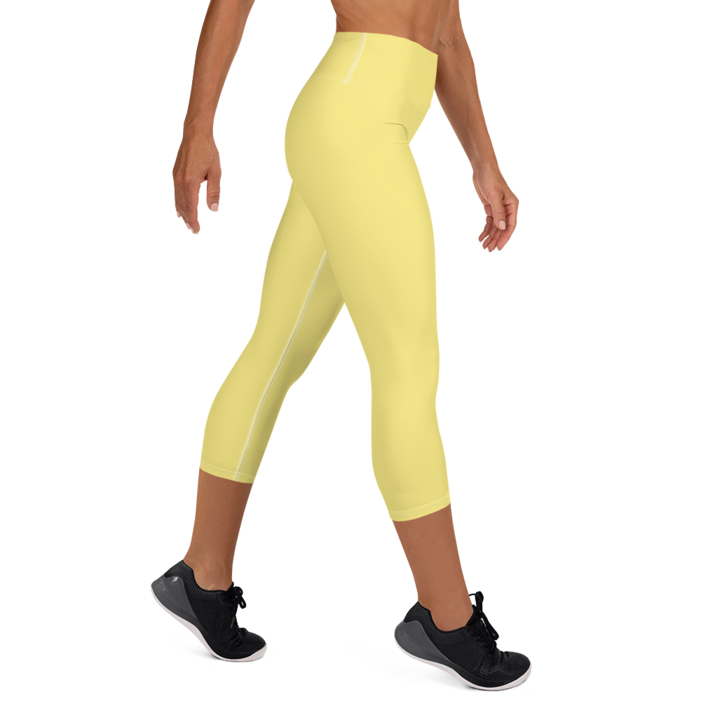 Michigan Upper Peninsula Yoga Capri Leggings (w/ UP Outline) | Cherry Yellow