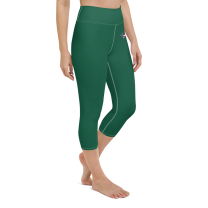 Michigan Upper Peninsula Yoga Capri Leggings (w/ UP USA Flag) | Superior Green