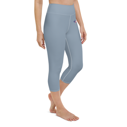 Michigan Upper Peninsula Yoga Capri Leggings (w/ UP USA Flag) | B-24 Grey