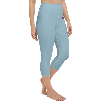 Michigan Upper Peninsula Yoga Capri Leggings (w/ UP USA Flag) | Opal Blue