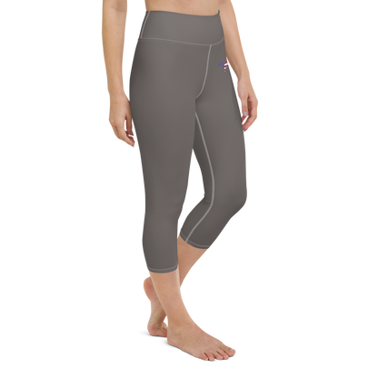 Michigan Upper Peninsula Yoga Capri Leggings (w/ UP USA Flag) | Warren Tank Grey