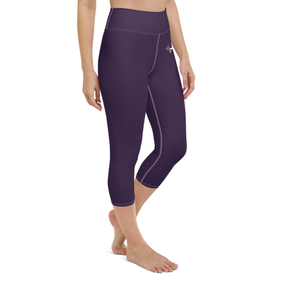 Michigan Upper Peninsula Yoga Capri Leggings (w/ UP USA Flag) | Blackcurrant