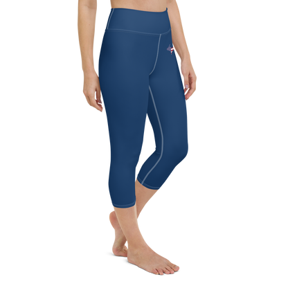 Michigan Upper Peninsula Yoga Capri Leggings (w/ UP USA Flag) | Old Glory Blue