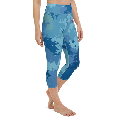 Michigan Upper Peninsula Yoga Capri Leggings (w/ UP USA Flag) | Great Lakes Camo