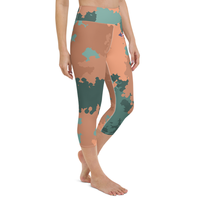 Michigan Upper Peninsula Yoga Capri Leggings (w/ UP USA Flag) | Copper Country Camo