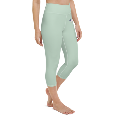 Michigan Upper Peninsula Yoga Capri Leggings (w/ UP USA Flag) | Sea Green