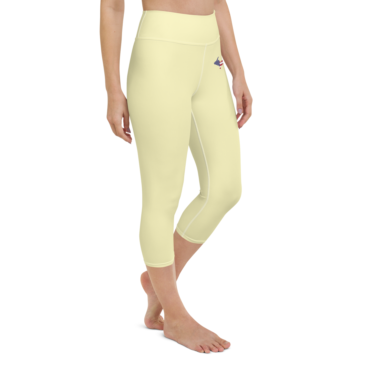 Michigan Upper Peninsula Yoga Leggings (w/ UP USA Flag) | Canary Yellow