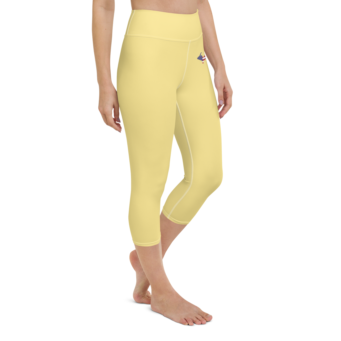 Michigan Upper Peninsula Yoga Leggings (w/ UP USA Flag) | Cherry Yellow