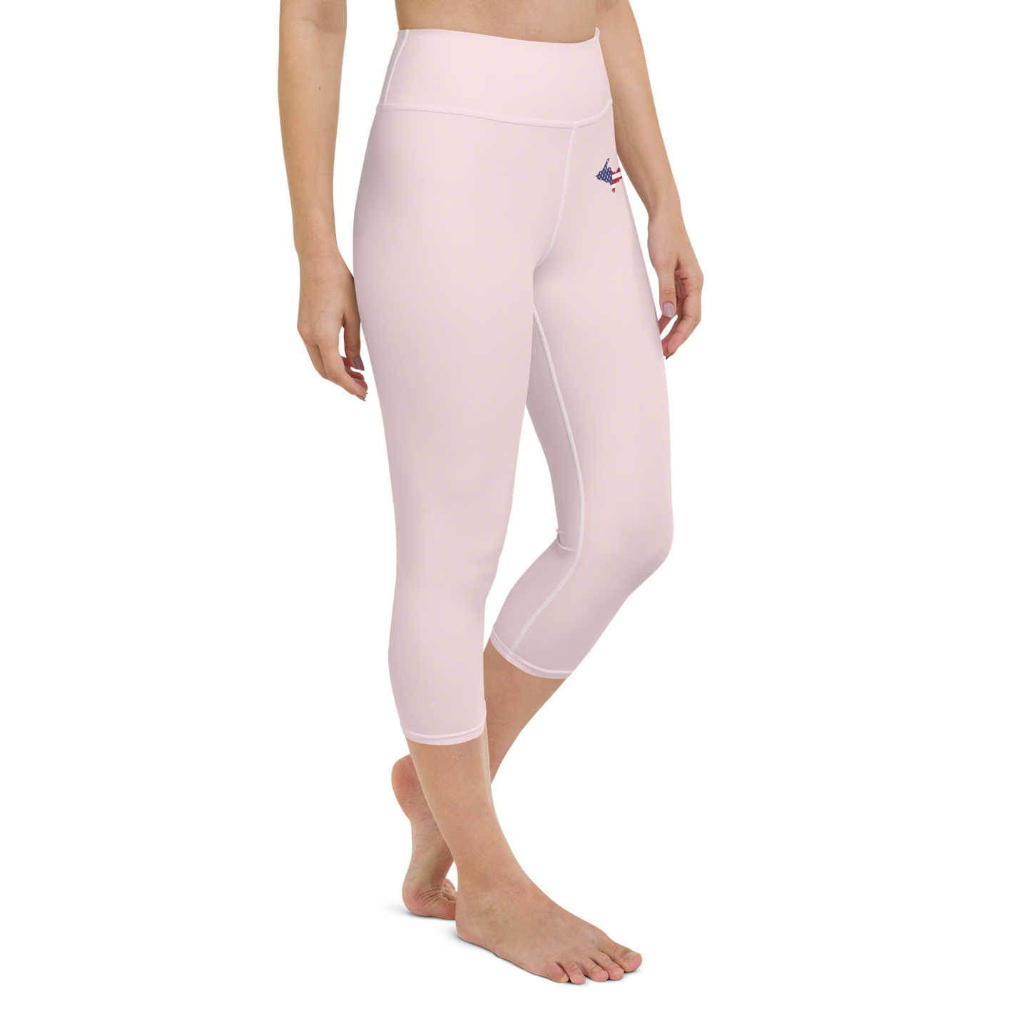 Michigan Upper Peninsula Yoga Leggings (w/ UP USA Flag) | Pale Pink