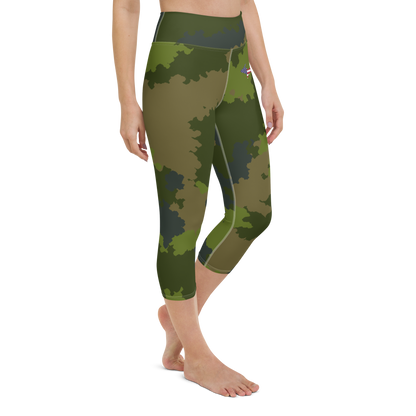 Michigan Upper Peninsula Yoga Leggings (w/ UP USA Flag) | Woodland Camo