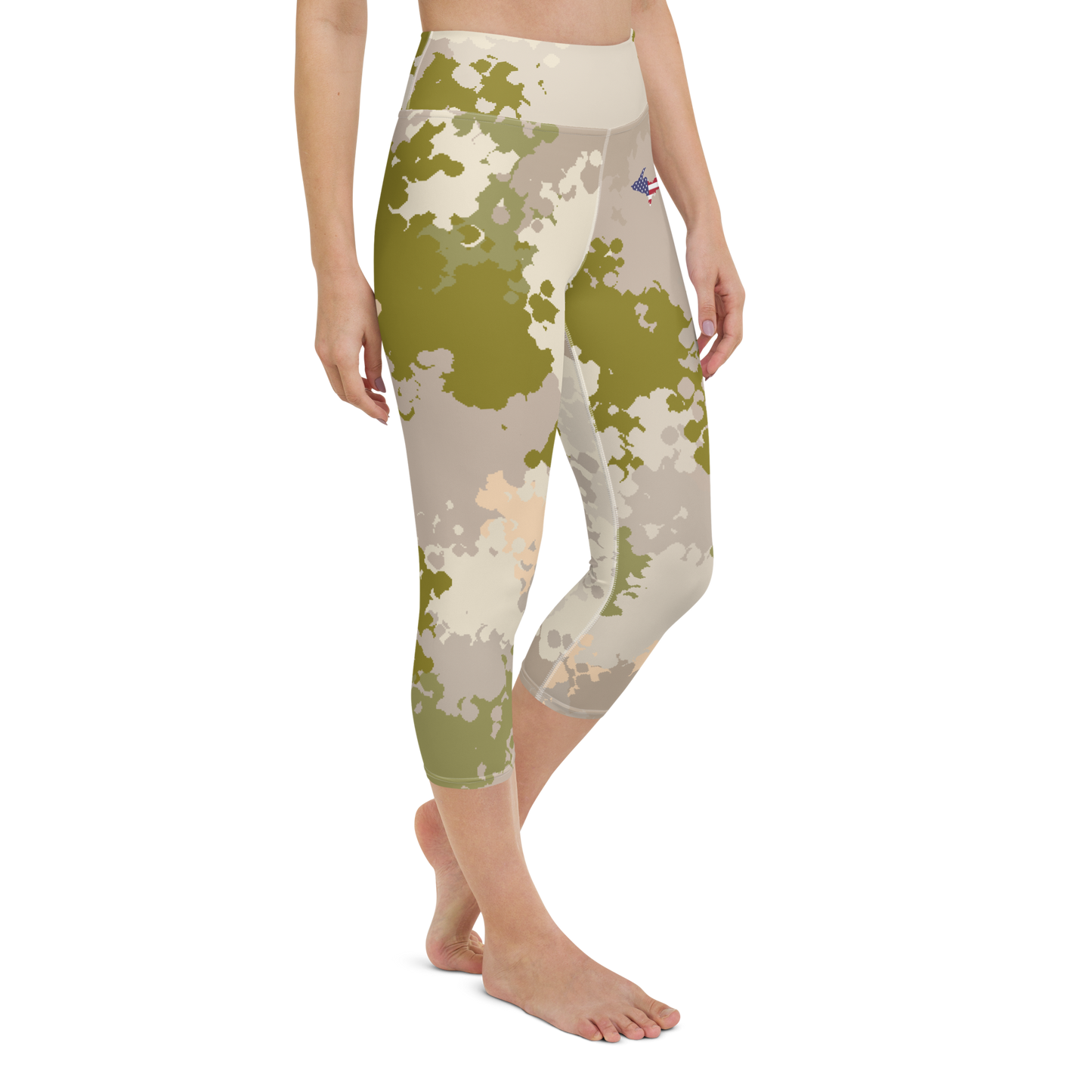 Michigan Upper Peninsula Yoga Leggings (w/ UP USA Flag) | Rosy Mound Camo