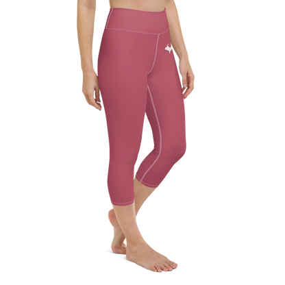 Michigan Upper Peninsula Yoga Capri Leggings (w/ UP Outline) | Popstar Pink