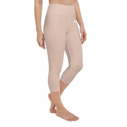 Michigan Upper Peninsula Yoga Capri Leggings (w/ UP Outline) | Rose Gold