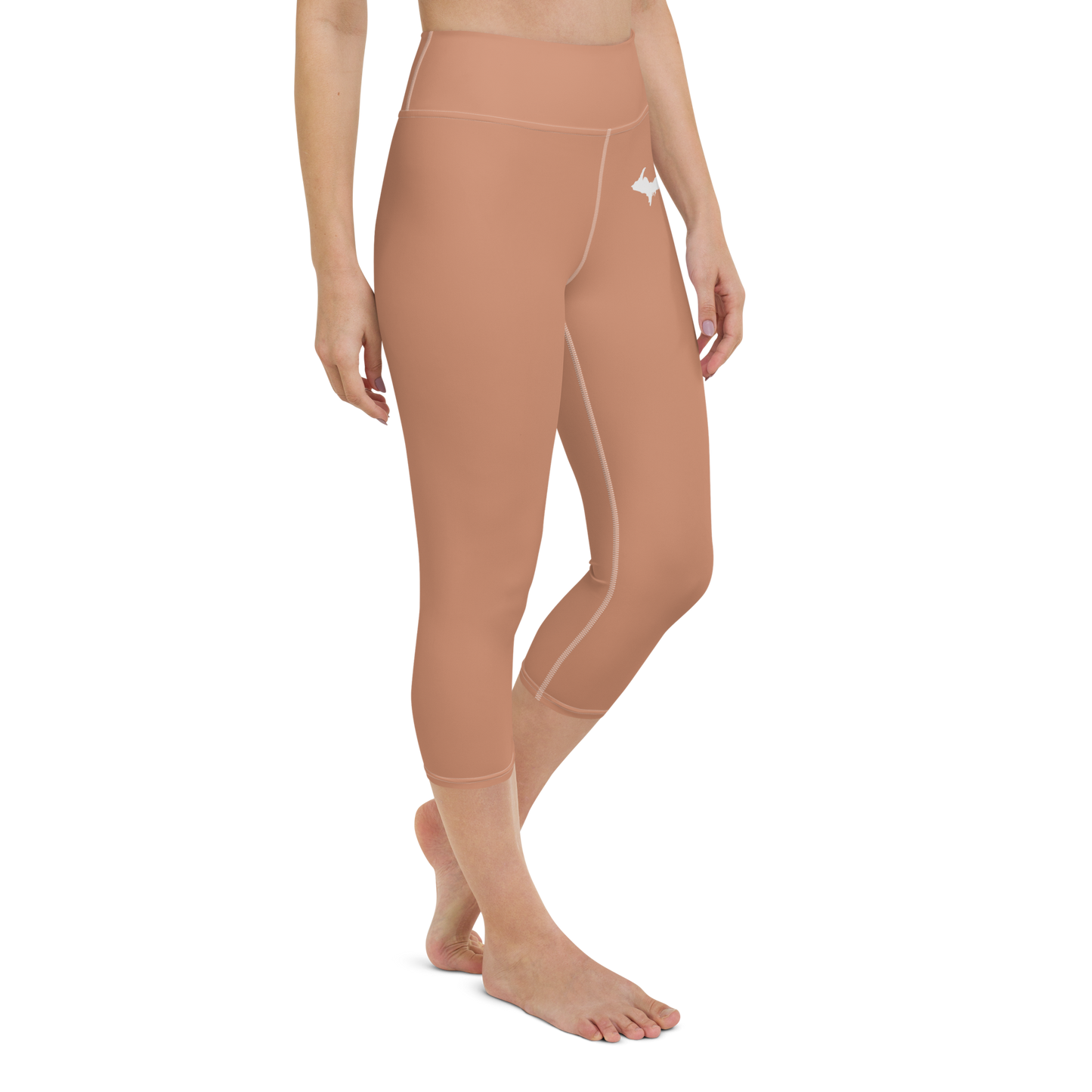 Michigan Upper Peninsula Yoga Capri Leggings (w/ UP Outline) | Copper Color