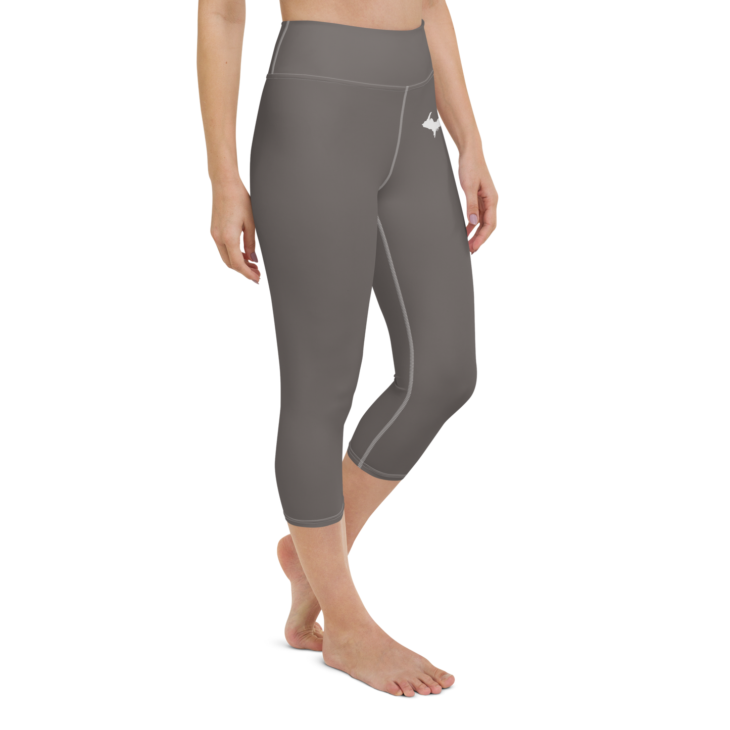 Michigan Upper Peninsula Yoga Capri Leggings (w/ UP Outline) | Warren Tank Grey