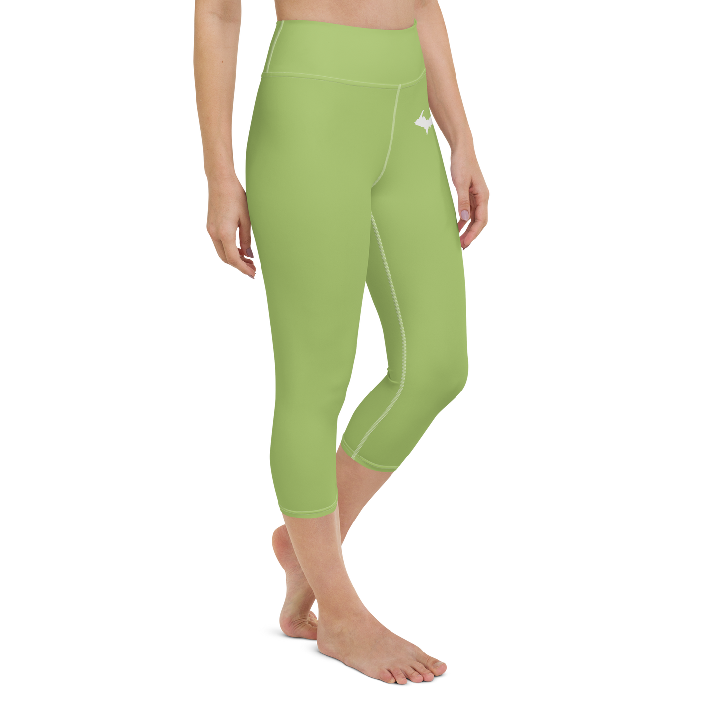 Michigan Upper Peninsula Yoga Capri Leggings (w/ UP Outline) | Gooseberry Green