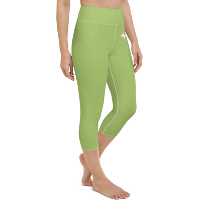 Michigan Upper Peninsula Yoga Capri Leggings (w/ UP Outline) | Gooseberry Green