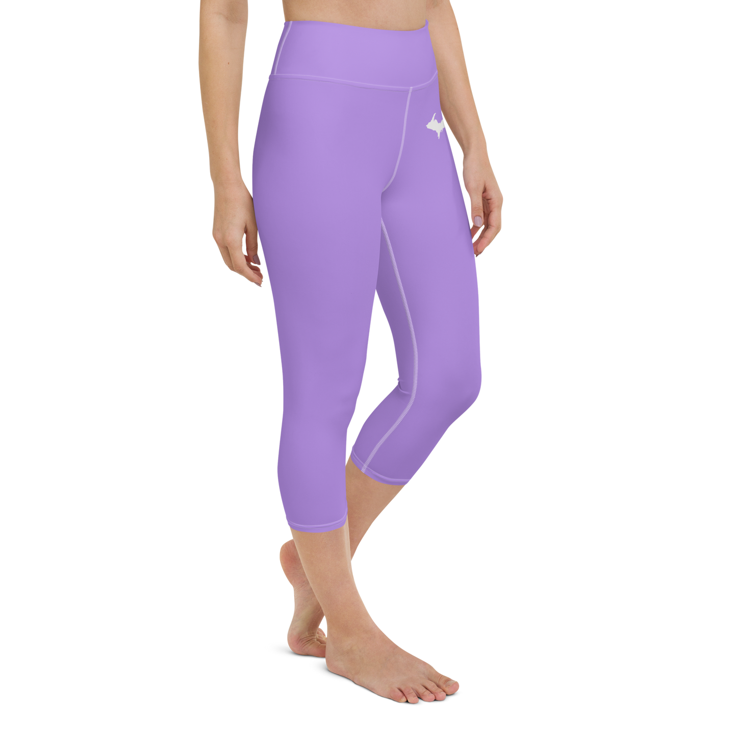 Michigan Upper Peninsula Yoga Capri Leggings (w/ UP Outline) | Lavender