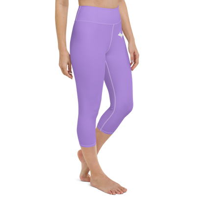 Michigan Upper Peninsula Yoga Capri Leggings (w/ UP Outline) | Lavender